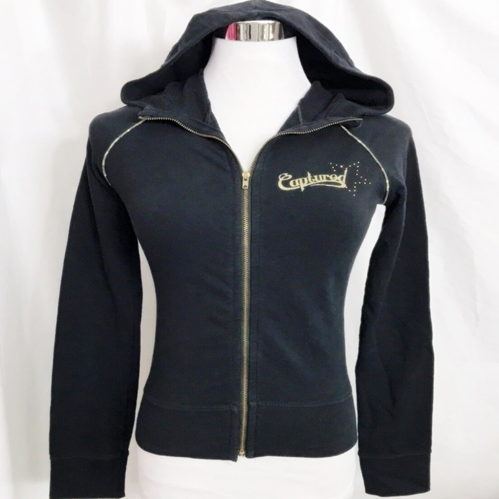 H&M Vintage Zipper Front Hoodie Sweatshirt size XS